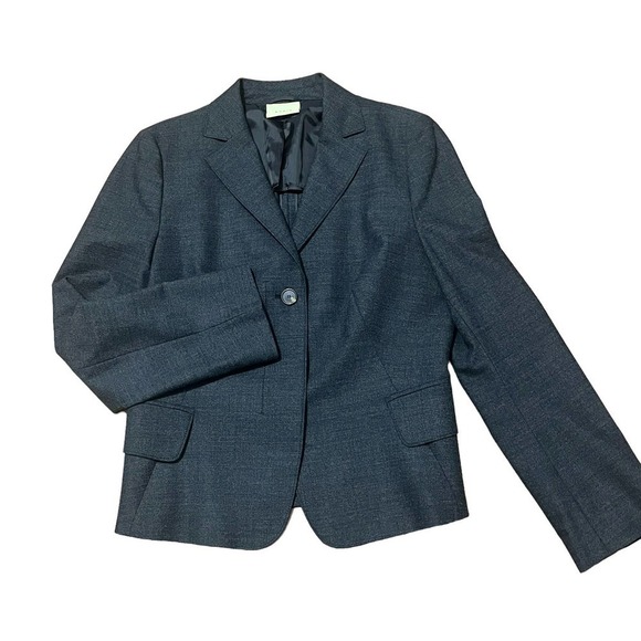 Akris Punto Charcoal Gray Three-Button Wool Blazer Women's Size 10 - Picture 2 of 15